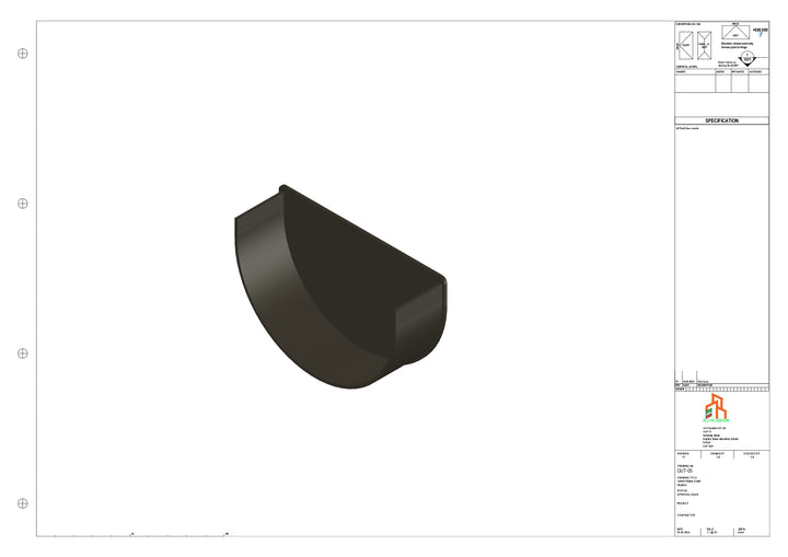 Aluminium Radius Gutter - Type 2 - Stopend