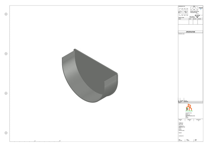 Aluminium Radius Gutter - Type 2 - Stopend