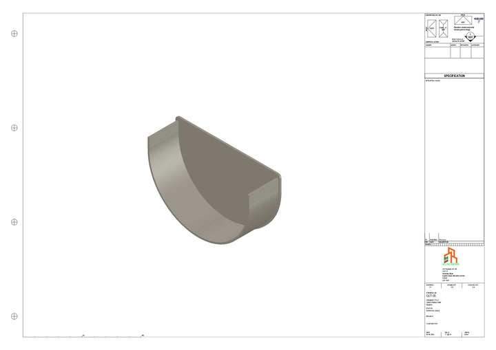 Aluminium Radius Gutter - Type 2 - Stopend