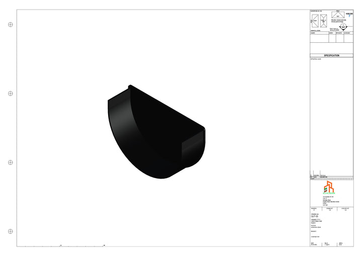 Aluminium Radius Gutter - Type 2 - Stopend