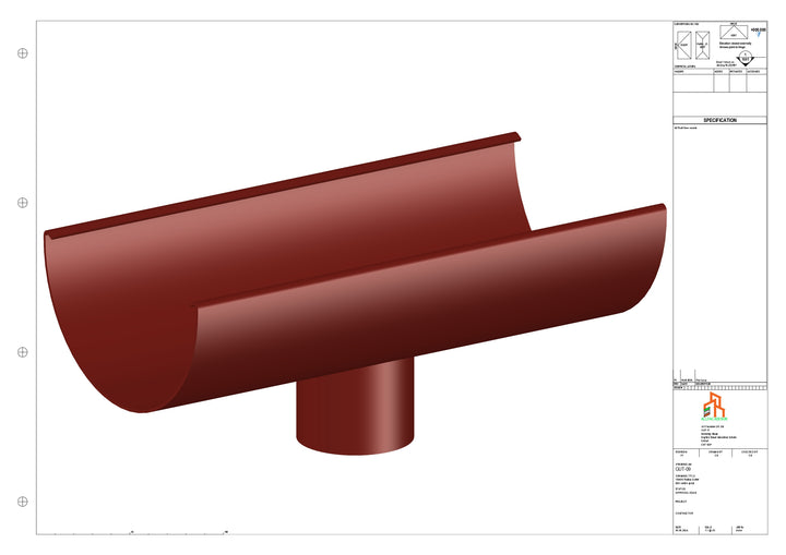 Aluminium Radius Gutter - Type 3 - Centre Spout - 100 Dia