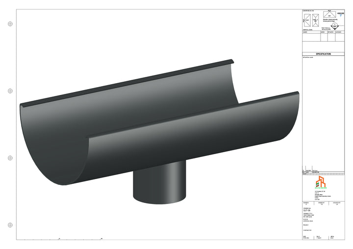 Aluminium Radius Gutter - Type 3 - Centre Spout - 100 Dia