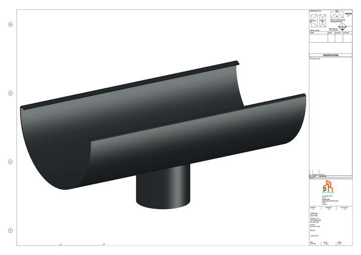 Aluminium Radius Gutter - Type 3 - Centre Spout - 100 Dia