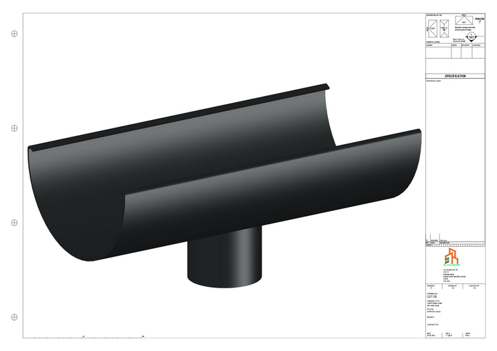 Aluminium Radius Gutter - Type 3 - Centre Spout - 100 Dia
