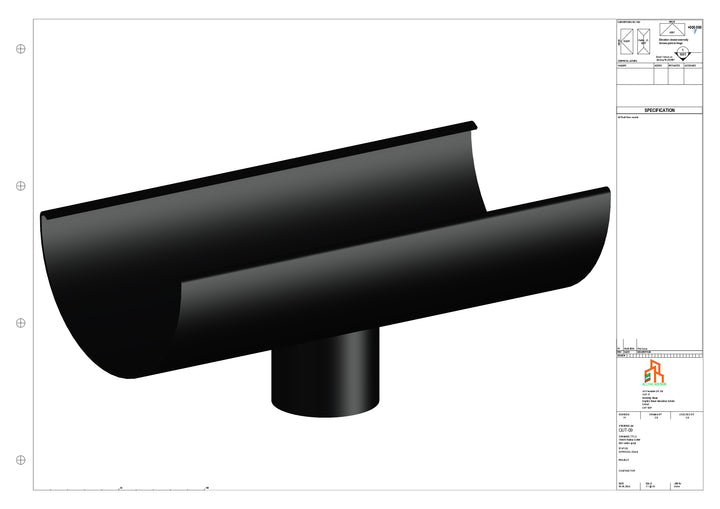 Aluminium Radius Gutter - Type 3 - Centre Spout - 100 Dia