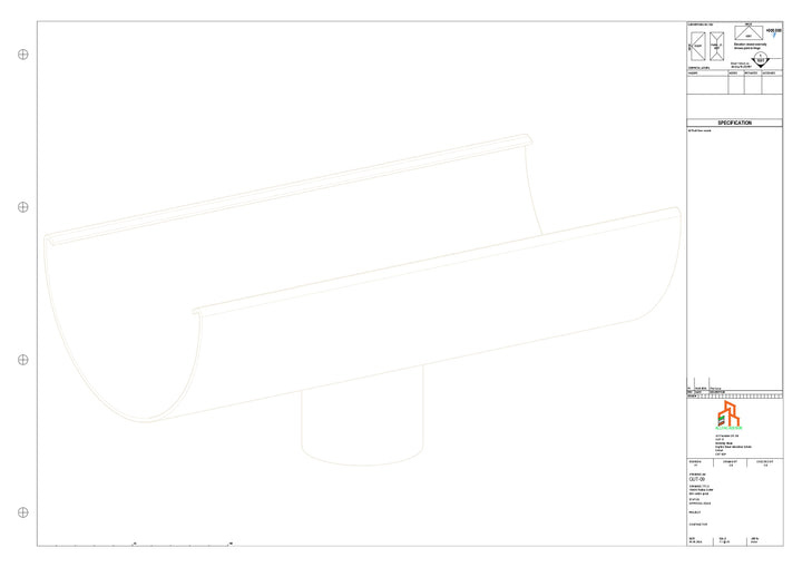 Aluminium Radius Gutter - Type 3 - Centre Spout - 100 Dia