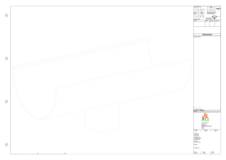 Aluminium Radius Gutter - Type 3 - Centre Spout - 100 Dia