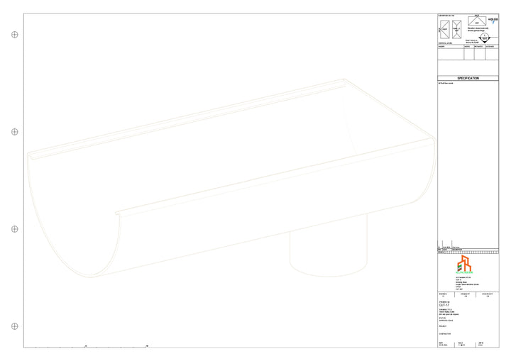 Aluminium Radius Gutter - Type 3 - End Spout - 63 Dia