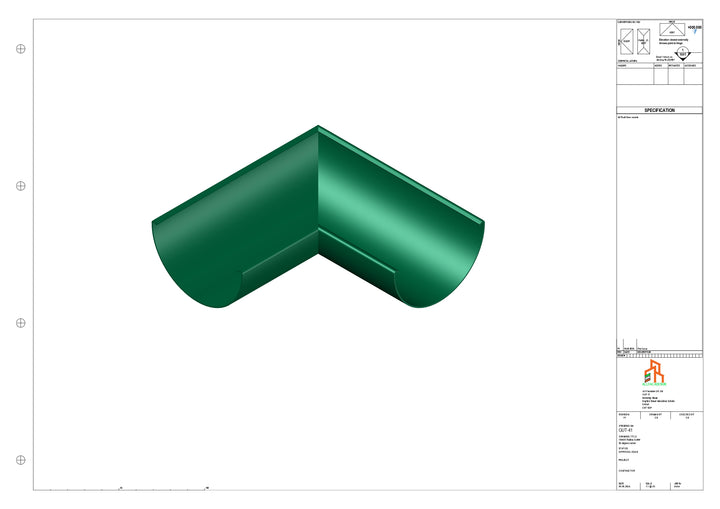 Aluminium Radius Gutter - Type 3 - 90 Degree Corner