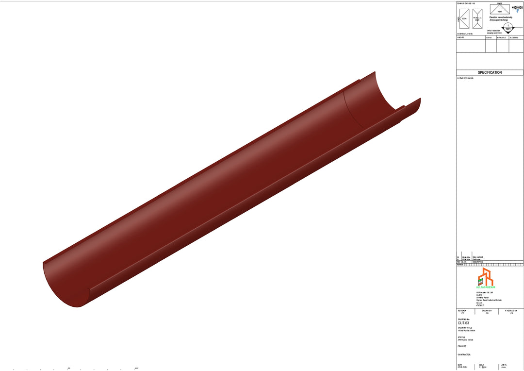 Aluminium Radius Gutter - Type 3 - 3M Length