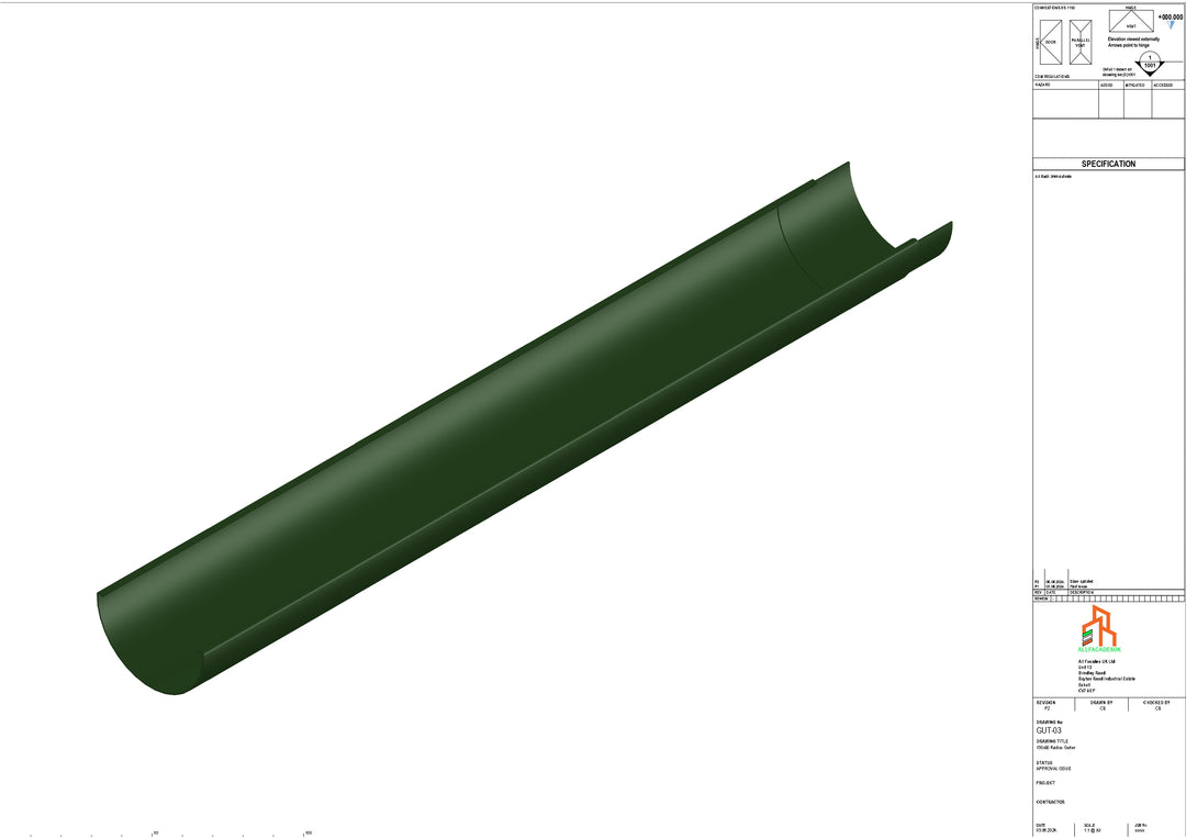 Aluminium Radius Gutter - Type 3 - 3M Length