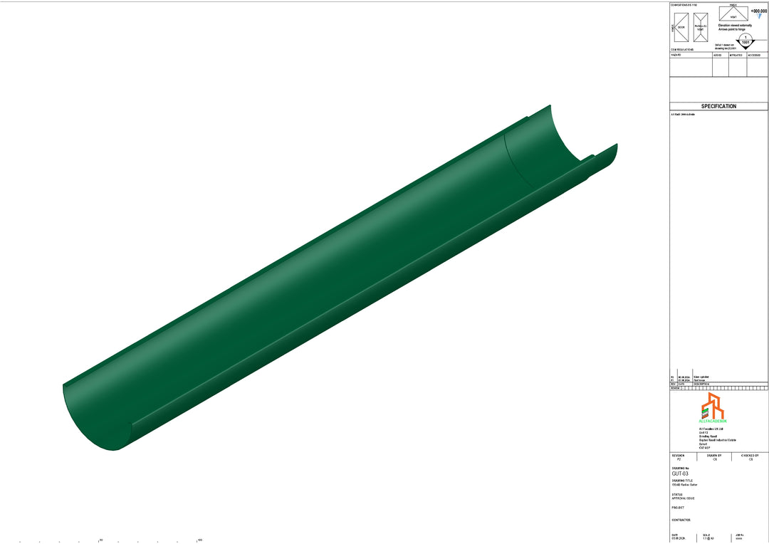 Aluminium Radius Gutter - Type 3 - 3M Length