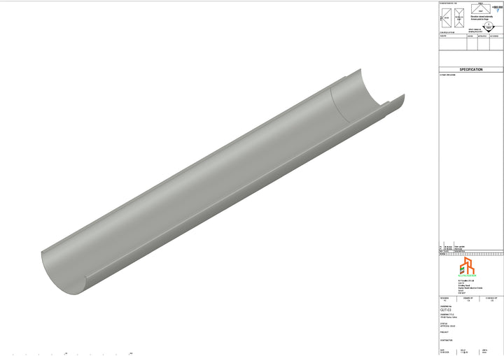 Aluminium Radius Gutter - Type 3 - 3M Length