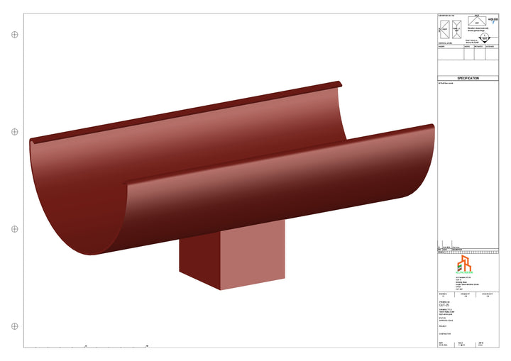 Aluminium Radius Gutter - Type 3 - Centre Spout - 63 Sq