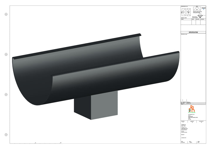 Aluminium Radius Gutter - Type 3 - Centre Spout - 63 Sq