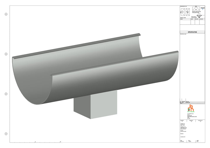 Aluminium Radius Gutter - Type 3 - Centre Spout - 63 Sq