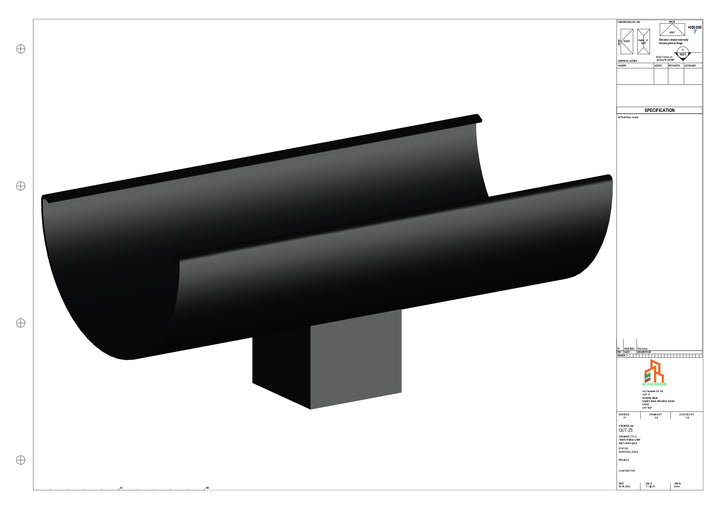 Aluminium Radius Gutter - Type 3 - Centre Spout - 63 Sq