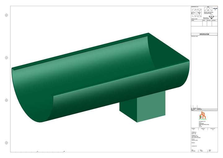 Aluminium Radius Gutter - Type 2 - End Spout - 76 Sq