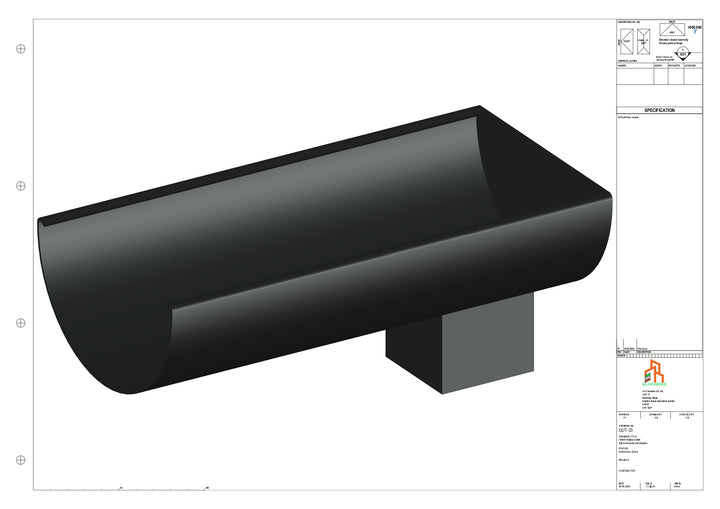 Aluminium Radius Gutter - Type 2 - End Spout - 76 Sq