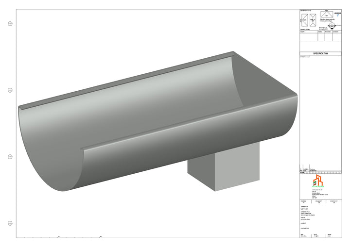 Aluminium Radius Gutter - Type 2 - End Spout - 76 Sq