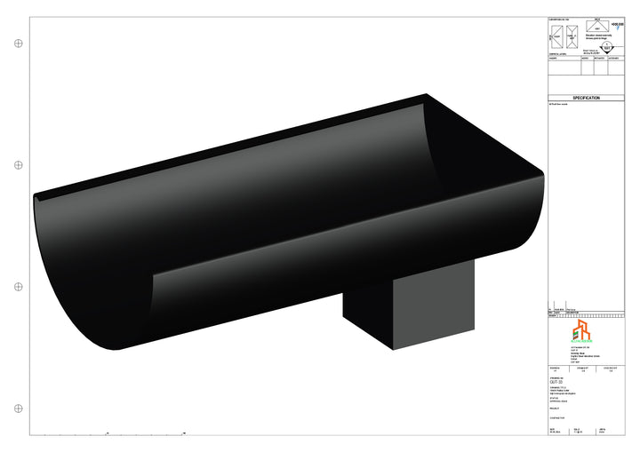Aluminium Radius Gutter - Type 2 - End Spout - 76 Sq