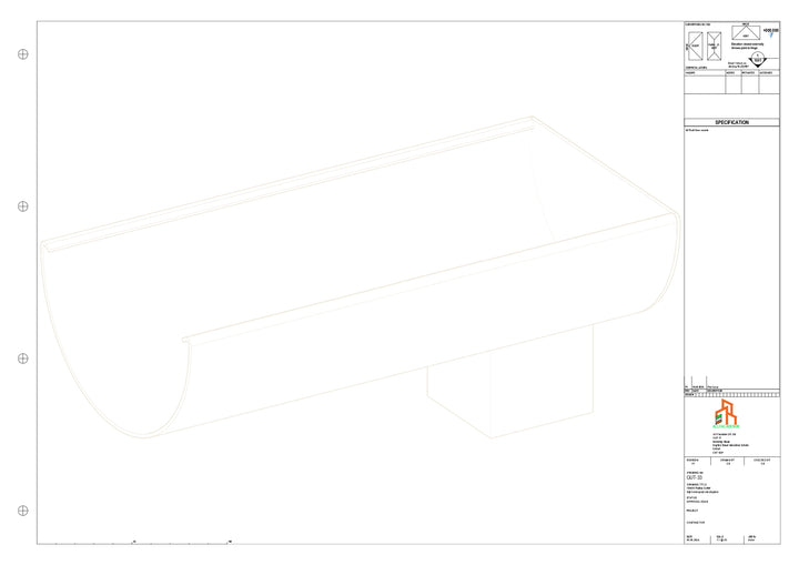 Aluminium Radius Gutter - Type 2 - End Spout - 76 Sq
