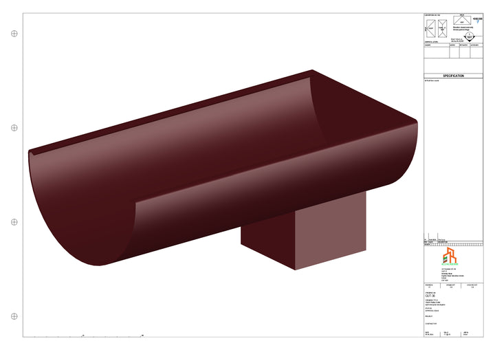 Aluminium Radius Gutter - Type 3 - End Spout - 100 Sq