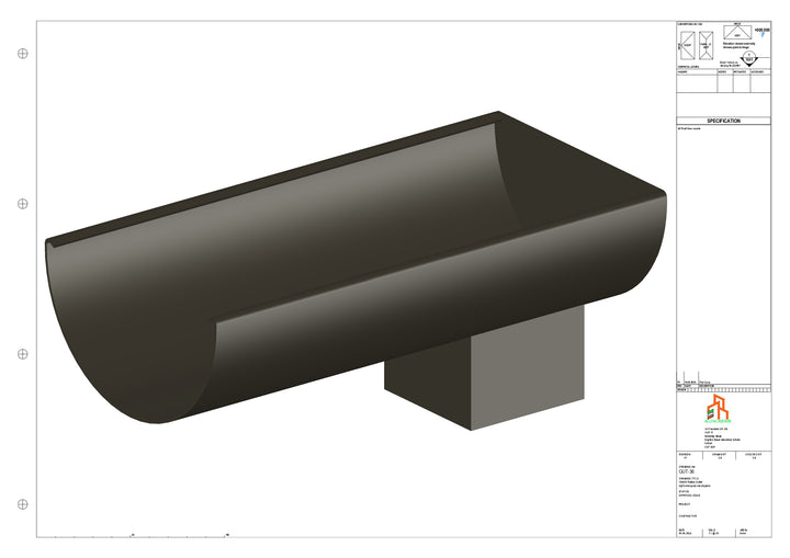 Aluminium Radius Gutter - Type 3 - End Spout - 100 Sq