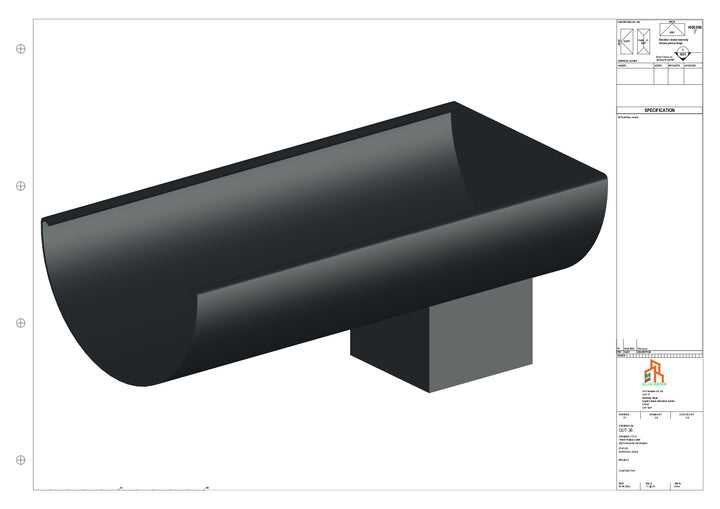 Aluminium Radius Gutter - Type 3 - End Spout - 100 Sq