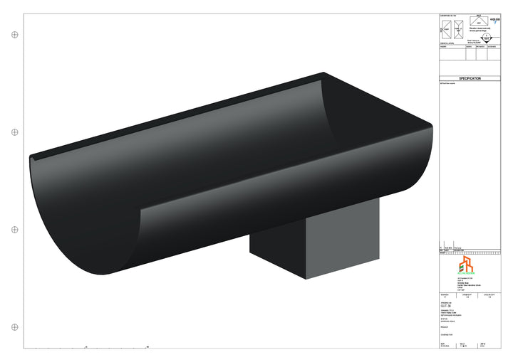 Aluminium Radius Gutter - Type 3 - End Spout - 100 Sq