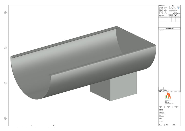 Aluminium Radius Gutter - Type 3 - End Spout - 100 Sq
