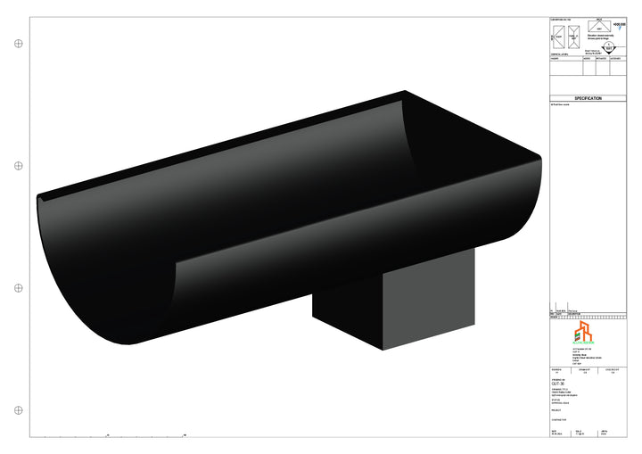 Aluminium Radius Gutter - Type 3 - End Spout - 100 Sq