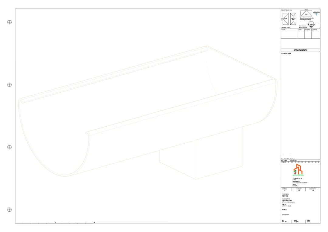 Aluminium Radius Gutter - Type 3 - End Spout - 100 Sq