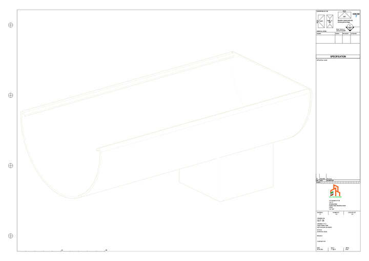 Aluminium Radius Gutter - Type 3 - End Spout - 100 Sq