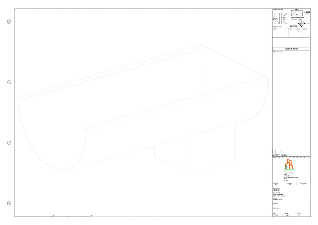 Aluminium Radius Gutter - Type 3 - End Spout - 100 Sq