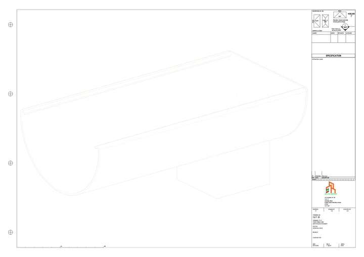 Aluminium Radius Gutter - Type 3 - End Spout - 100 Sq