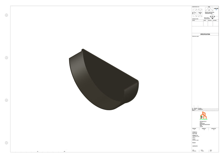 Aluminium Radius Gutter - Type 3 - Stopend