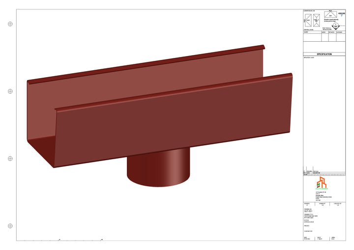 Aluminium Single Slope Gutter - Type 4 - Centre Spout - 76 Dia