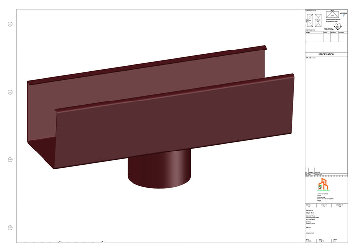 Aluminium Single Slope Gutter - Type 4 - Centre Spout - 76 Dia
