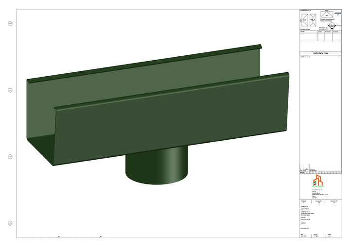 Aluminium Single Slope Gutter - Type 4 - Centre Spout - 76 Dia