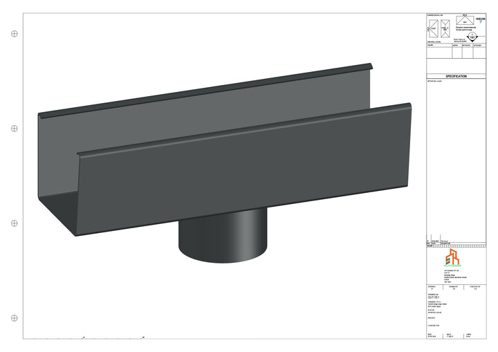 Aluminium Single Slope Gutter - Type 4 - Centre Spout - 76 Dia