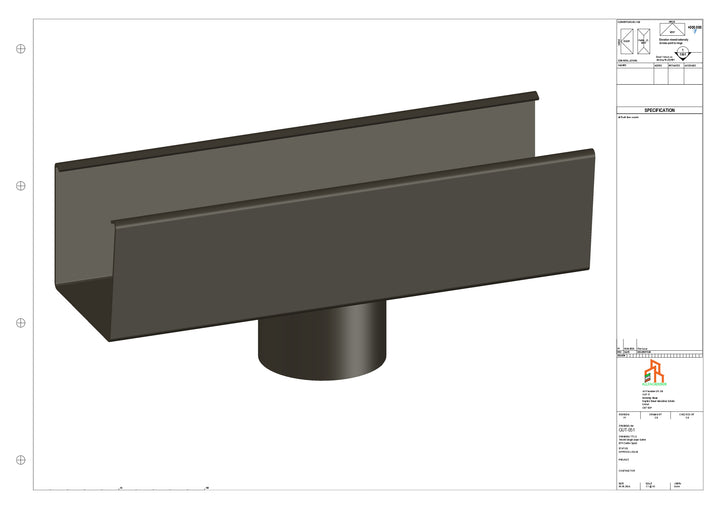 Aluminium Single Slope Gutter - Type 4 - Centre Spout - 76 Dia