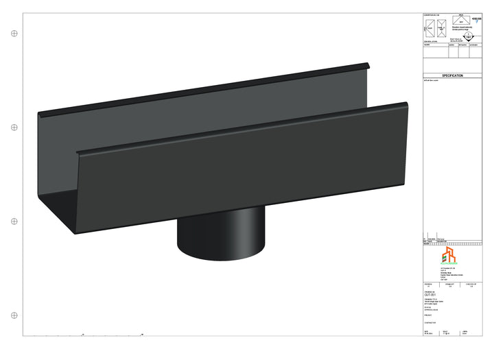 Aluminium Single Slope Gutter - Type 4 - Centre Spout - 76 Dia