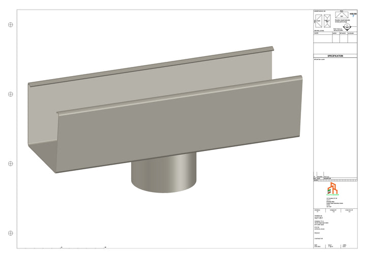 Aluminium Single Slope Gutter - Type 4 - Centre Spout - 76 Dia