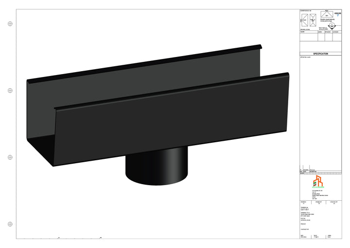 Aluminium Single Slope Gutter - Type 4 - Centre Spout - 76 Dia