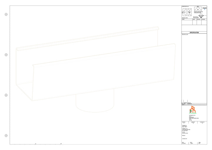 Aluminium Single Slope Gutter - Type 4 - Centre Spout - 76 Dia