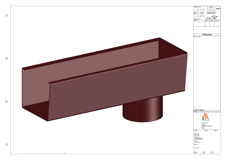 Aluminium Radius Gutter - Type 4 - End Spout - 63 Dia