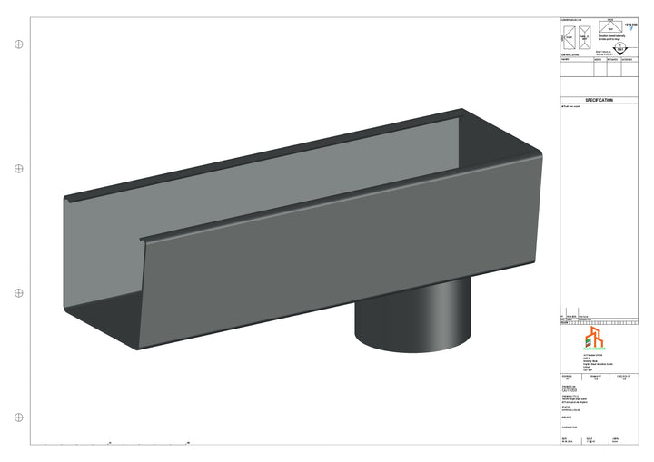 Aluminium Radius Gutter - Type 4 - End Spout - 63 Dia