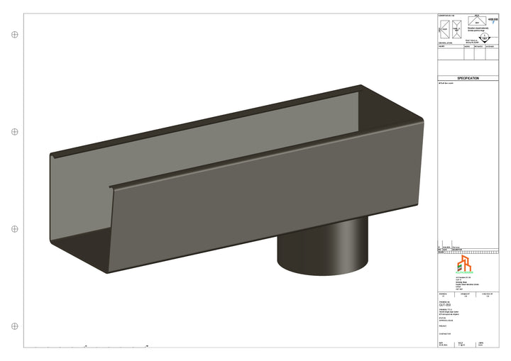 Aluminium Radius Gutter - Type 4 - End Spout - 63 Dia