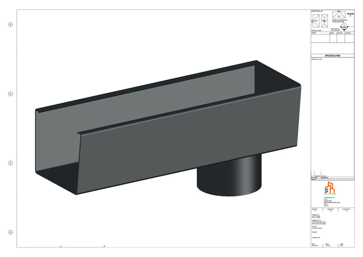 Aluminium Radius Gutter - Type 4 - End Spout - 63 Dia